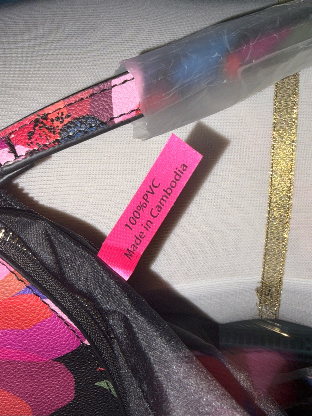 Trina Turk Black Crossbody Bag with Pink, Red & Purple Floral Print - Picture 9 of 12